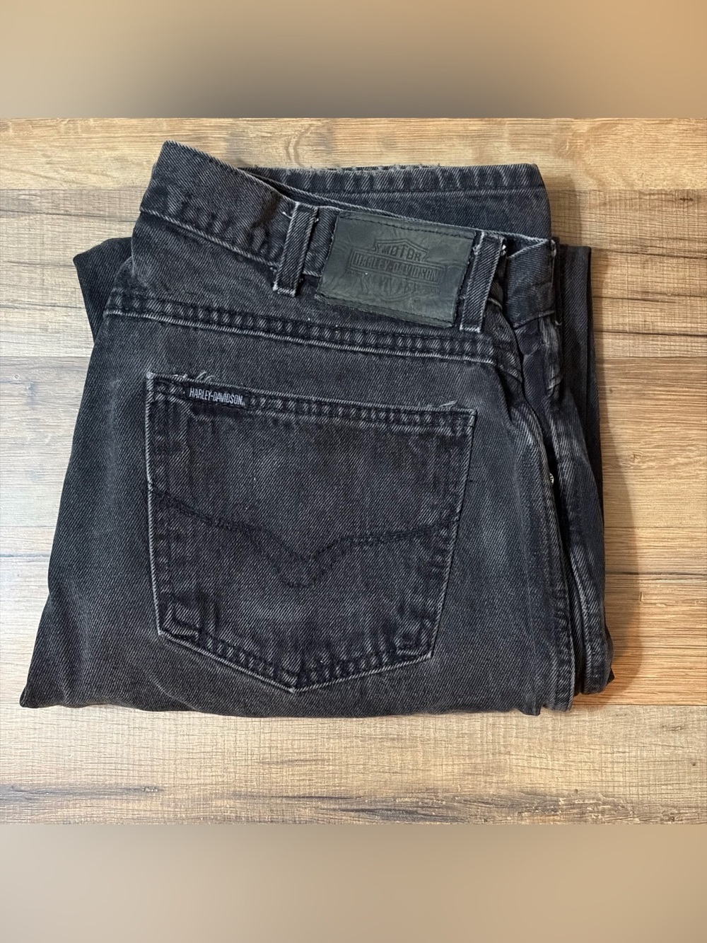 Harley-Davidson Washed Black denim Straight leg Jeans Sz 33x30 no tag check pics